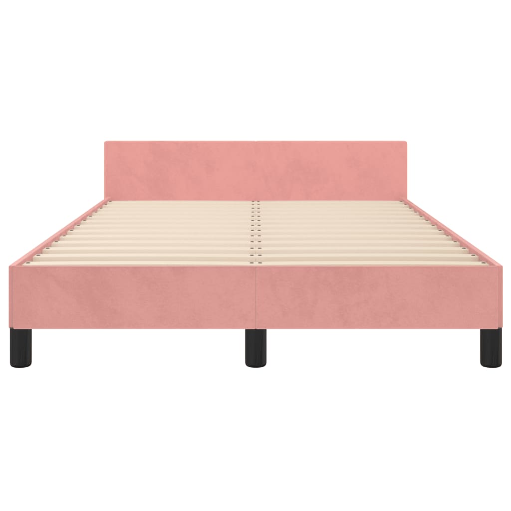 Cadre de lit sans matelas rose 120x190 cm velours