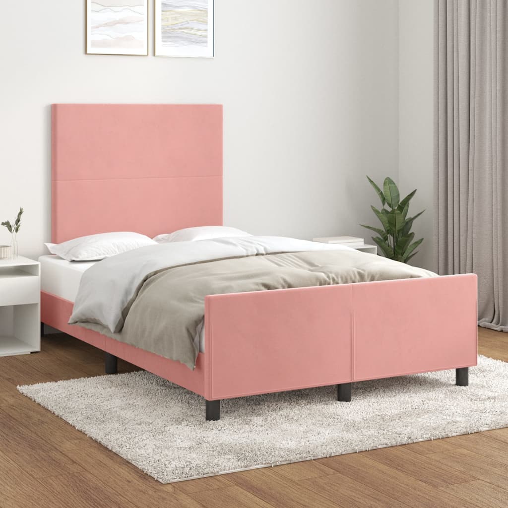 Cadre de lit sans matelas rose 120x190 cm velours