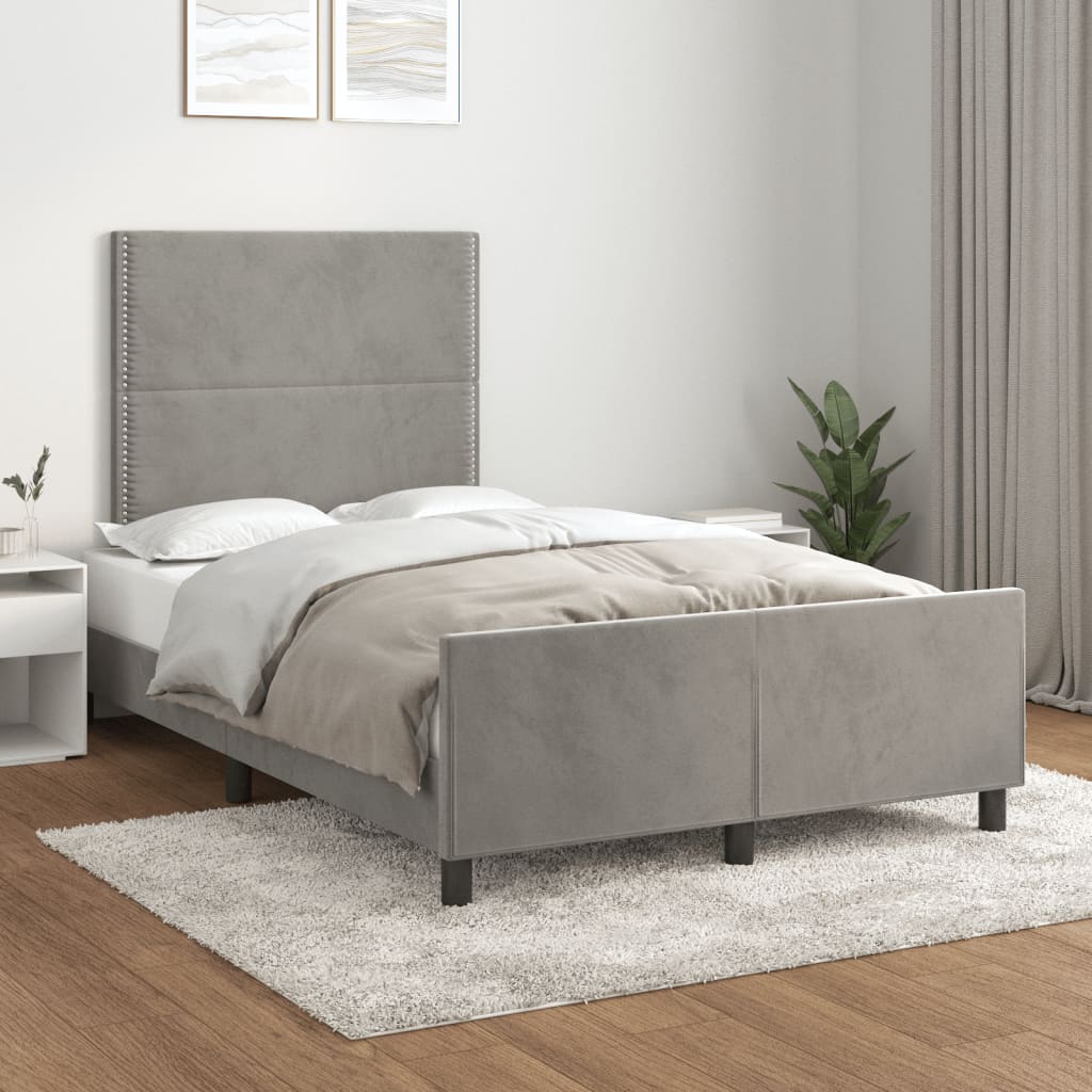 Cadre de lit sans matelas gris clair 120x190 cm velours