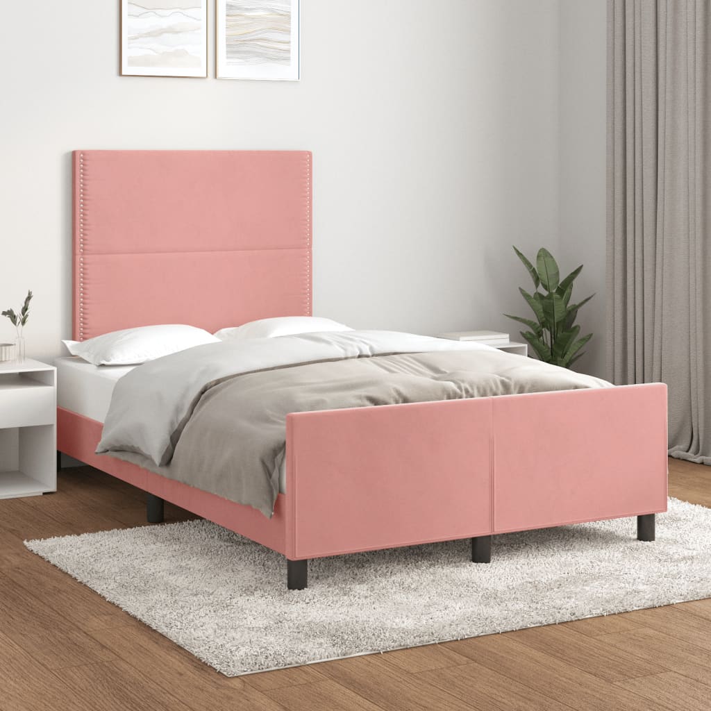 Cadre de lit sans matelas rose 120x190 cm velours