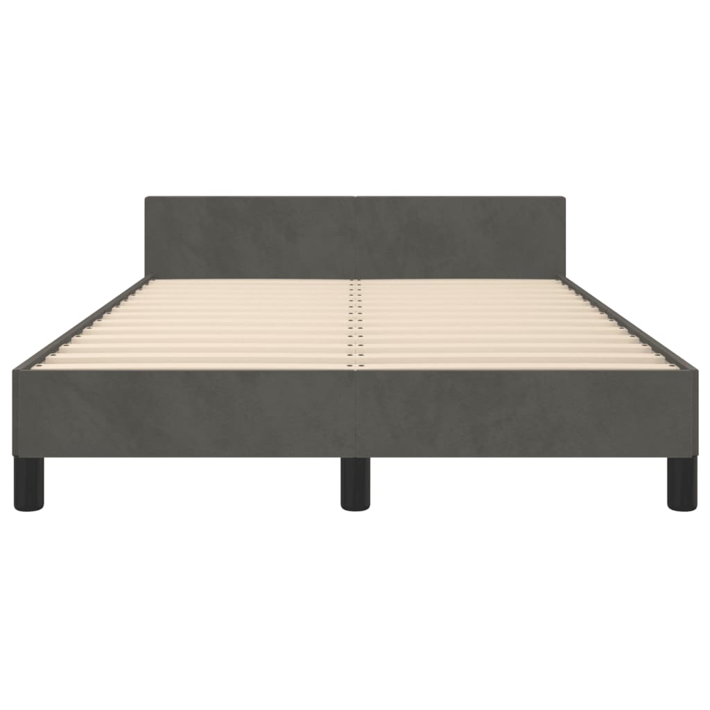 Cadre de lit sans matelas gris foncé 120x190 cm velours