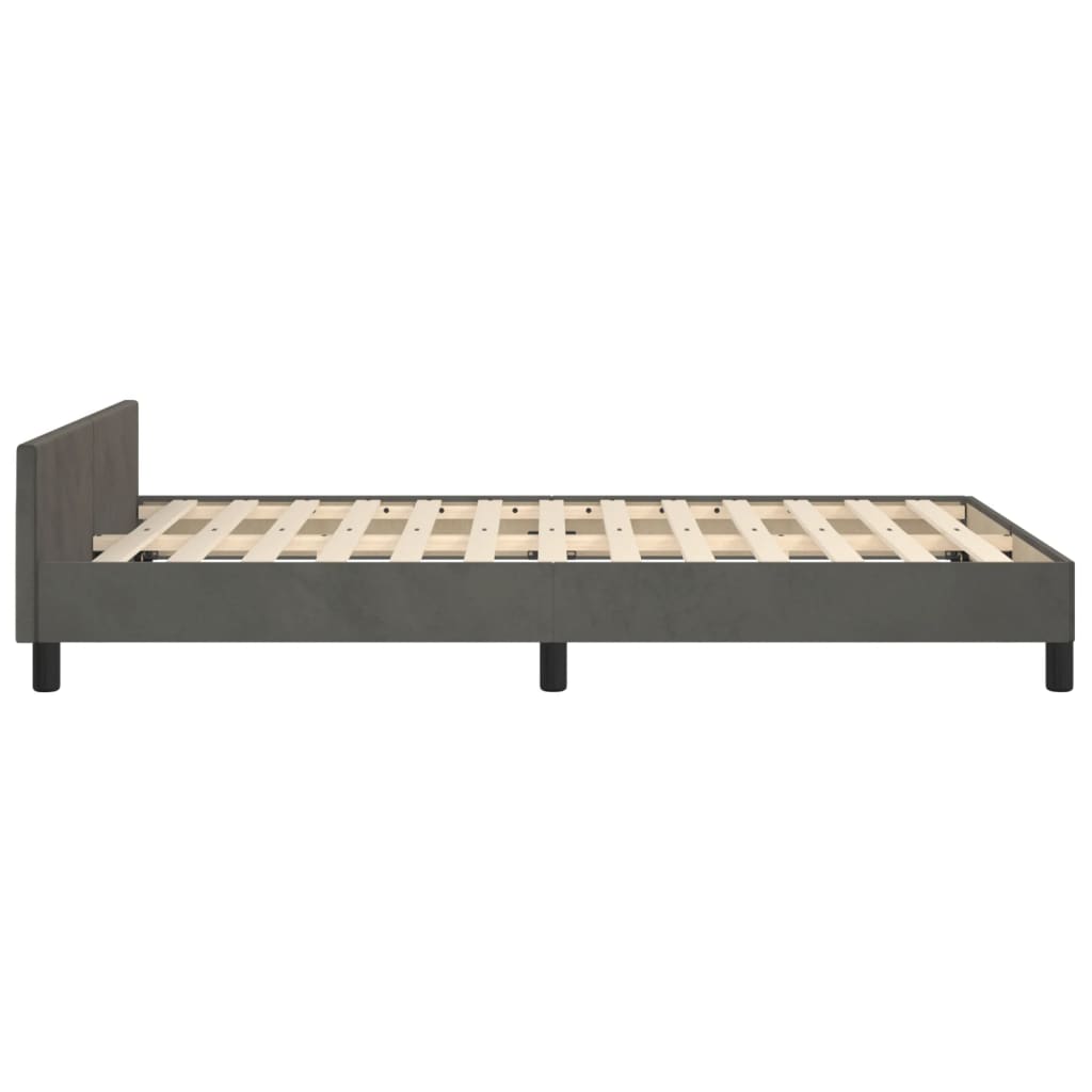 Cadre de lit sans matelas gris foncé 120x190 cm velours