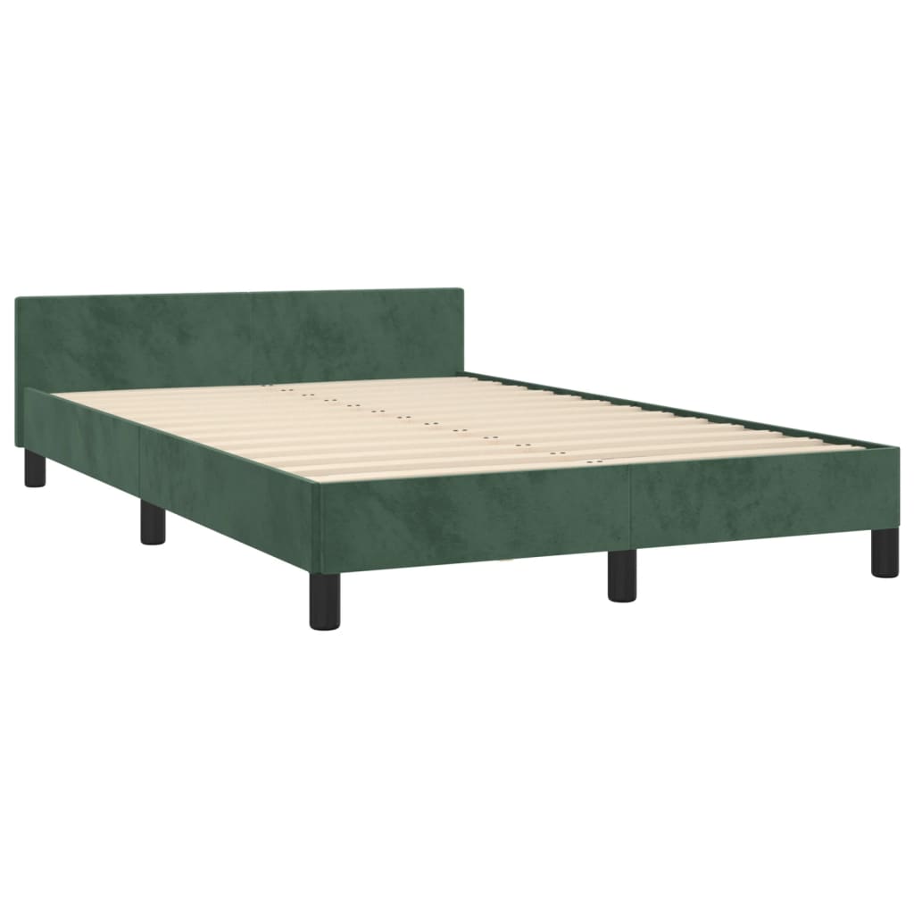 Cadre de lit sans matelas vert foncé 120x190 cm velours