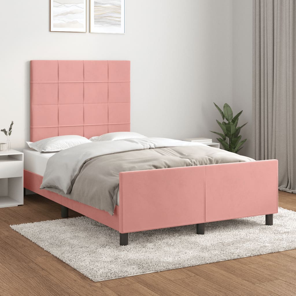 Cadre de lit sans matelas rose 120x190 cm velours