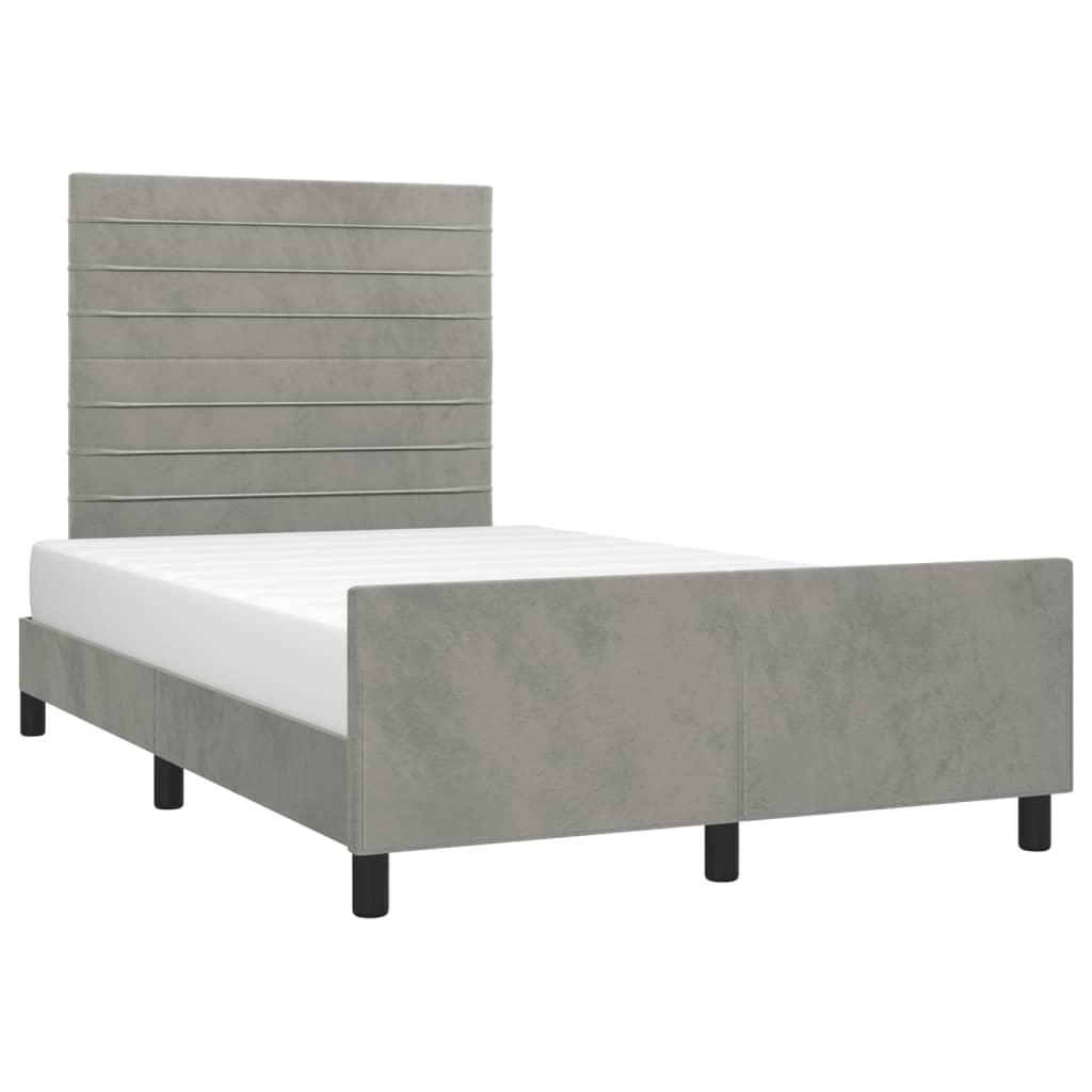 Cadre de lit sans matelas gris clair 120x190 cm velours