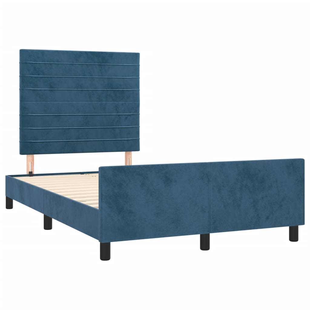 Bed frame without mattress dark blue 120x190 cm velvet