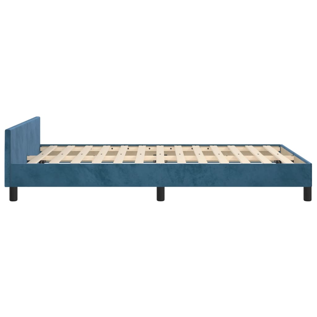 Bed frame without mattress dark blue 120x190 cm velvet