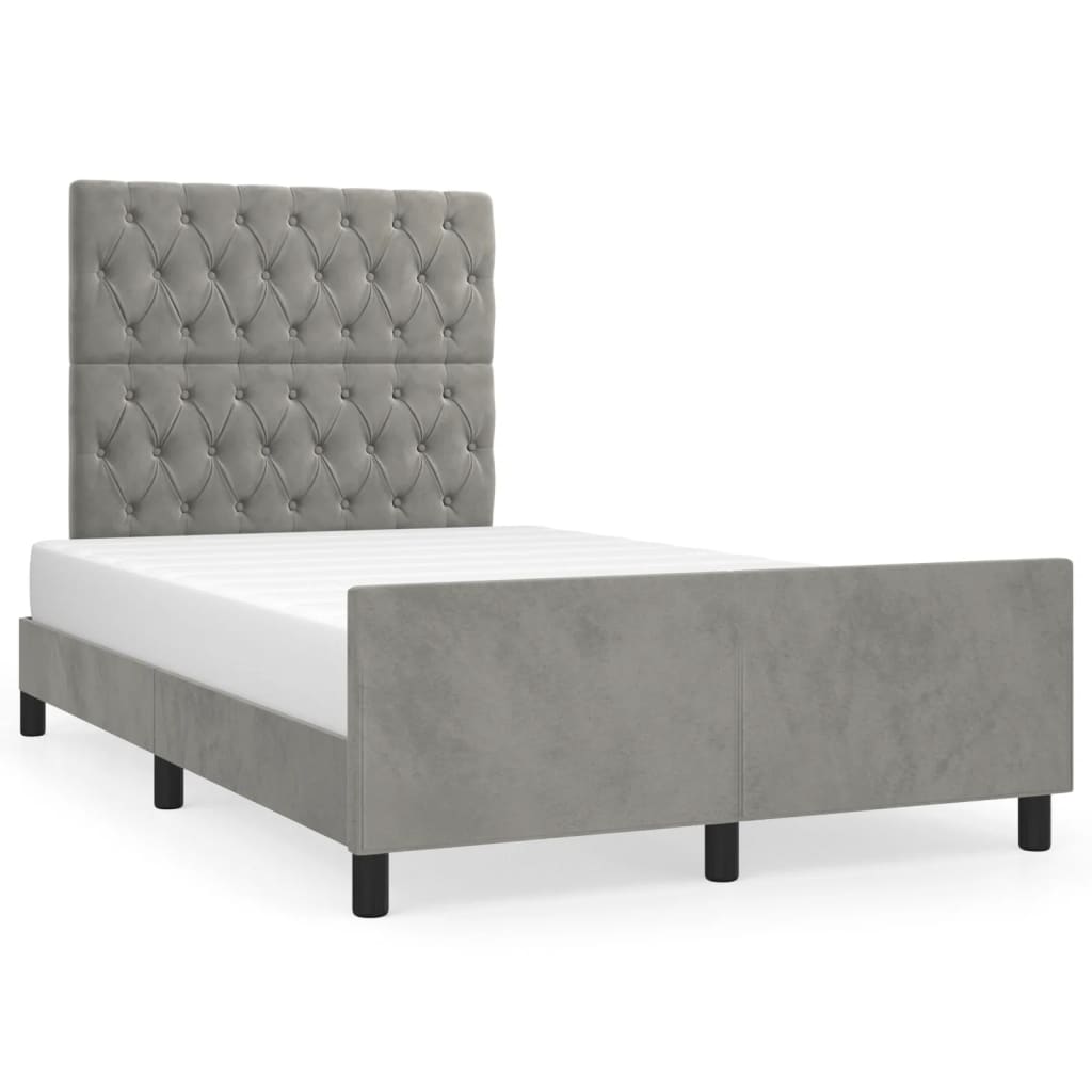 Cadre de lit sans matelas gris clair 120x190 cm velours