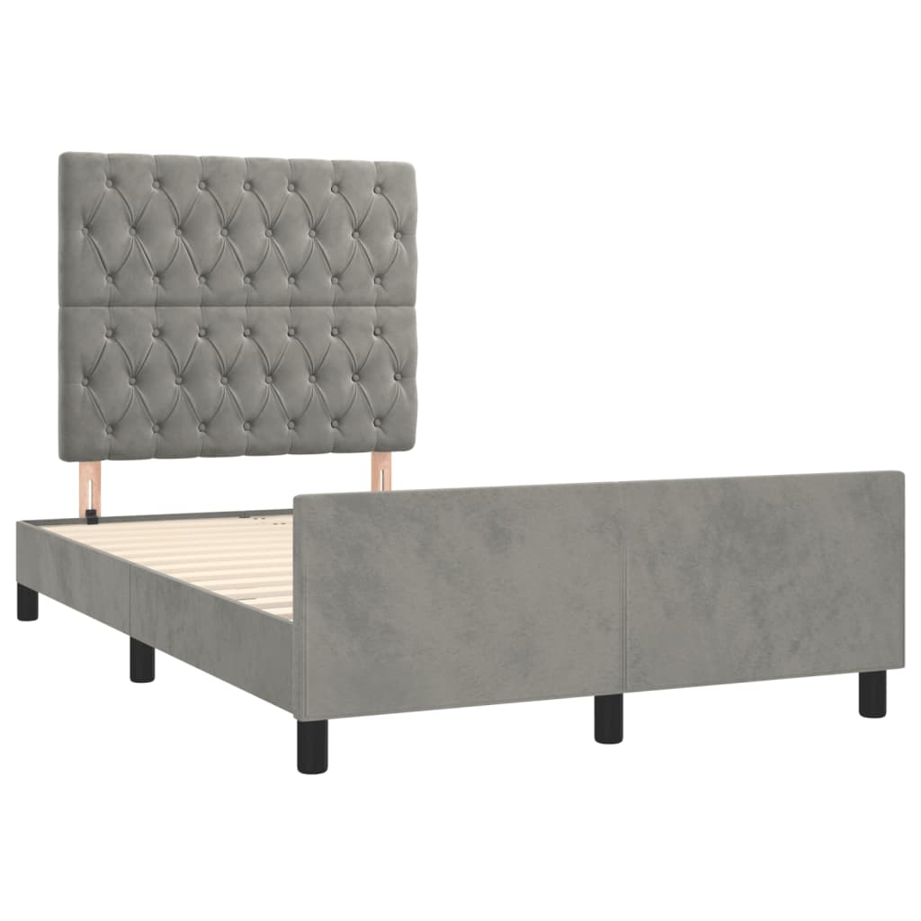 Cadre de lit sans matelas gris clair 120x190 cm velours