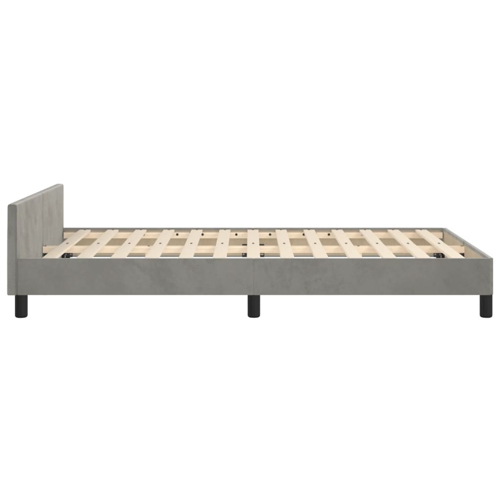 Cadre de lit sans matelas gris clair 120x190 cm velours