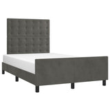 Cadre de lit sans matelas gris foncé 120x190 cm velours