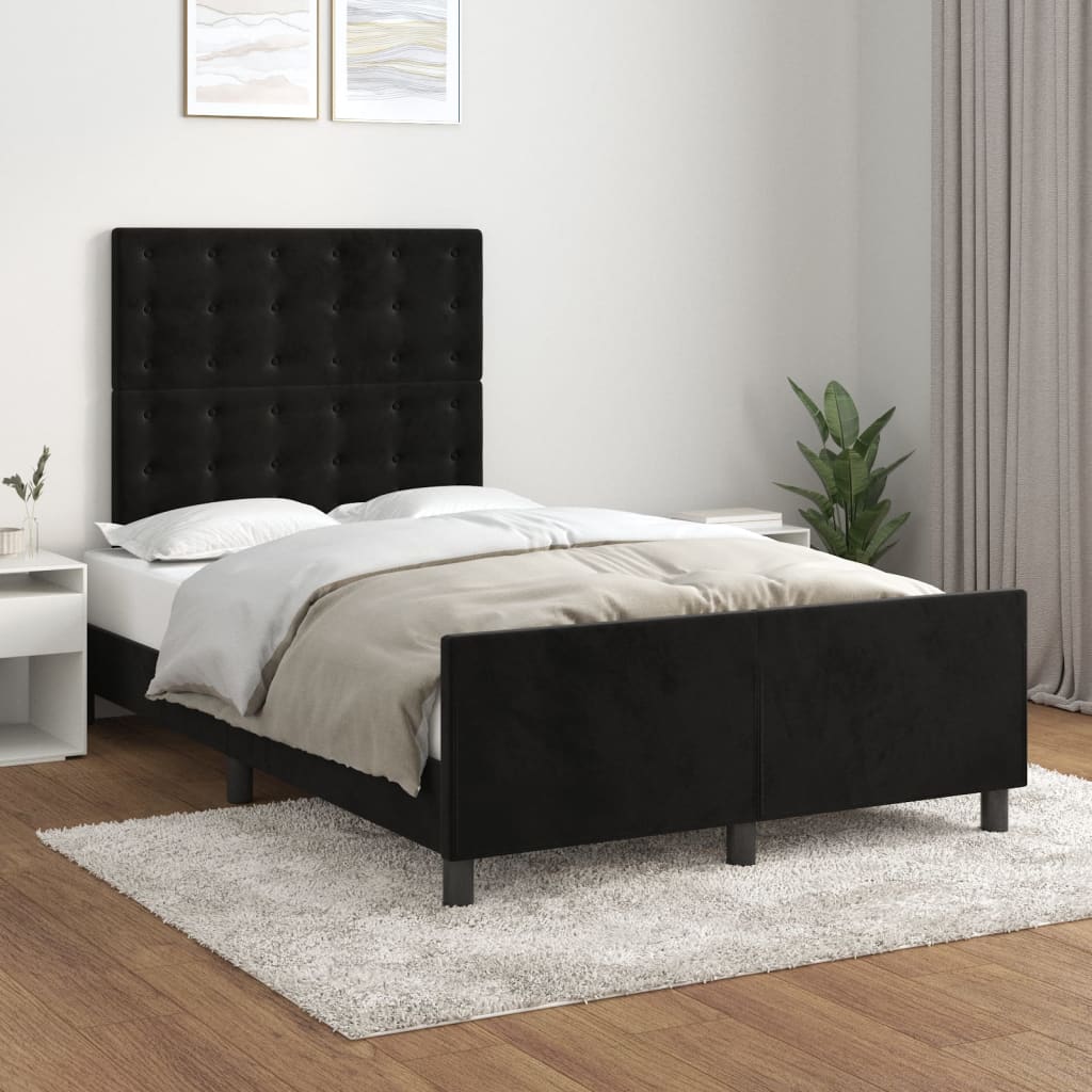 Bed frame without mattress black 120x190 cm velvet