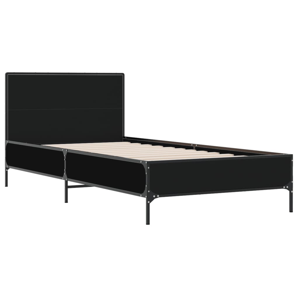 Cadre de lit sans matelas noir 100x200 cm