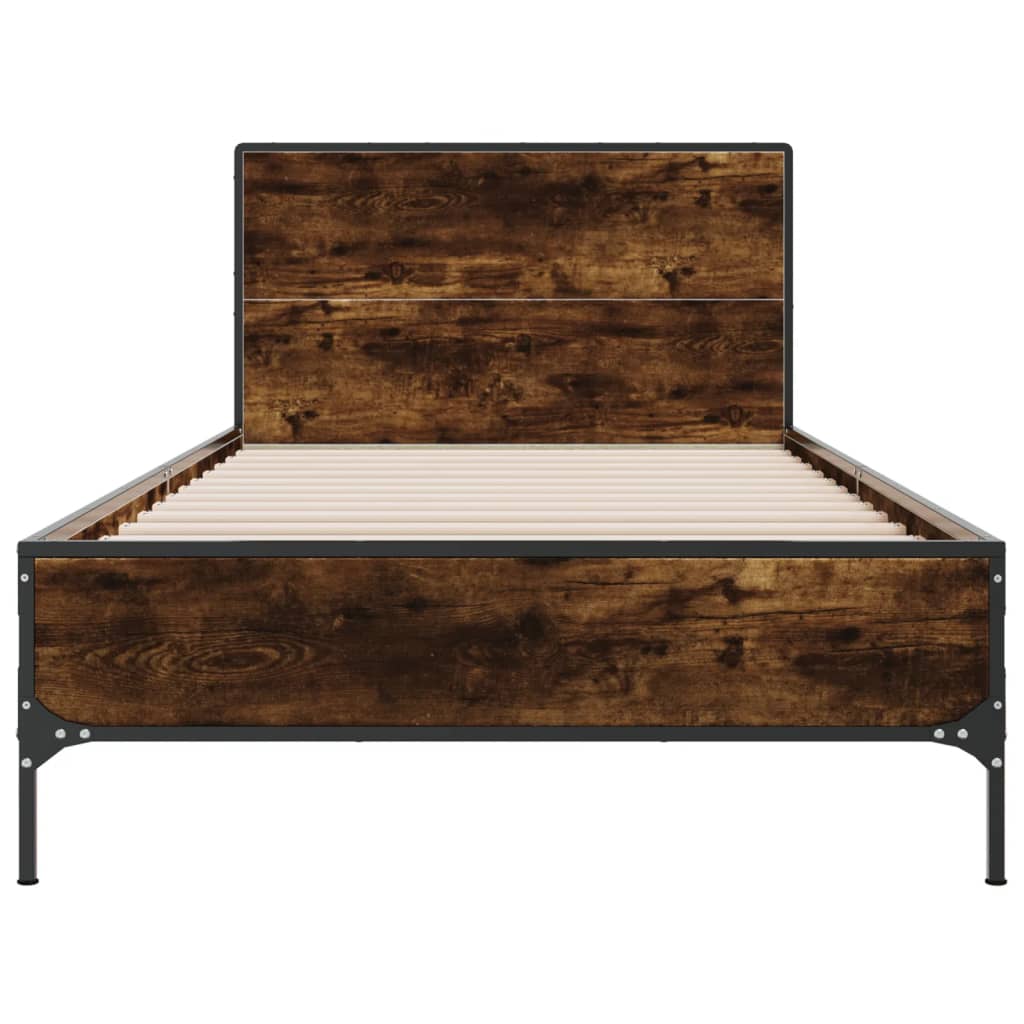 Cadre de lit sans matelas chêne fumé 75x190 cm