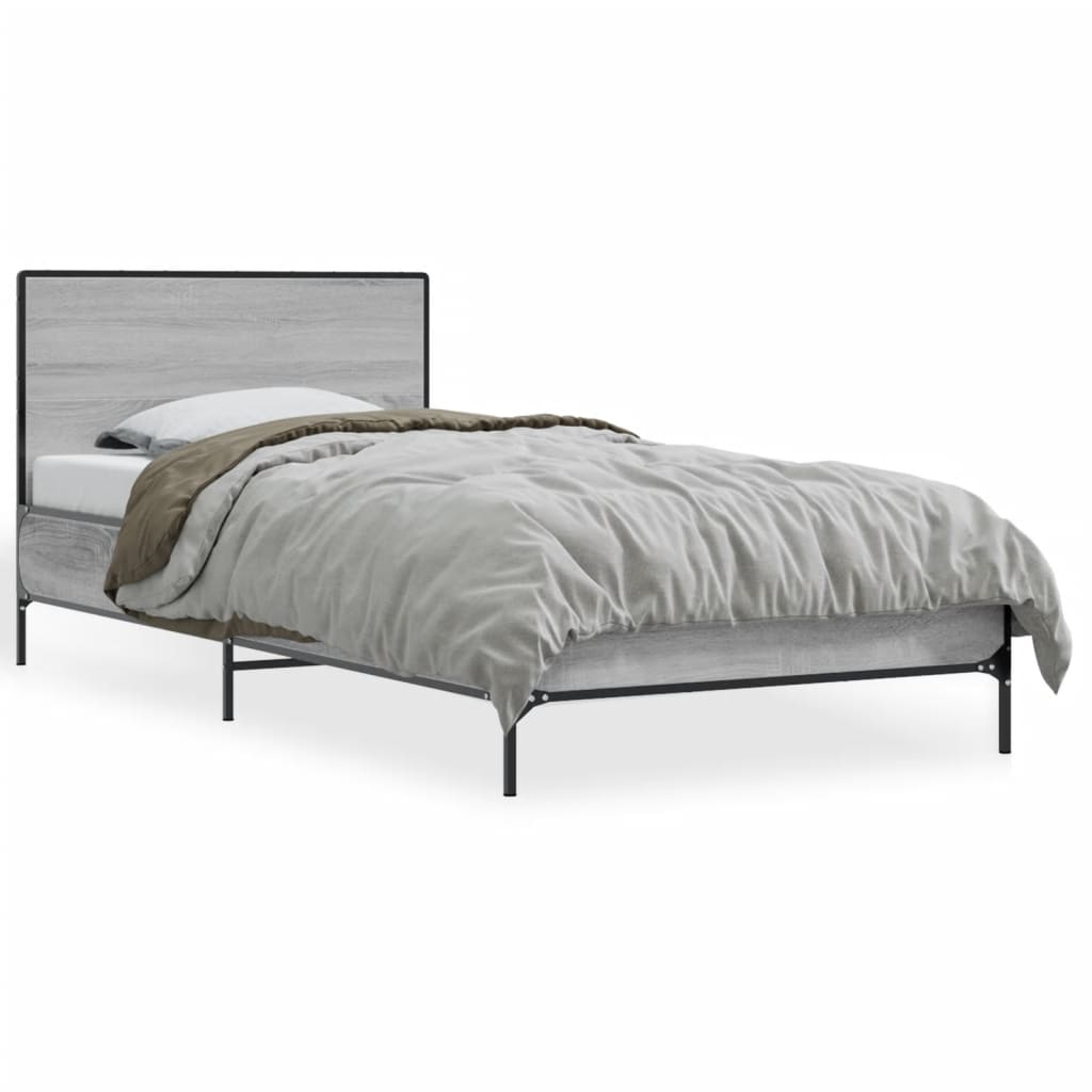 Bed frame without mattress sonoma gray 75x190 cm