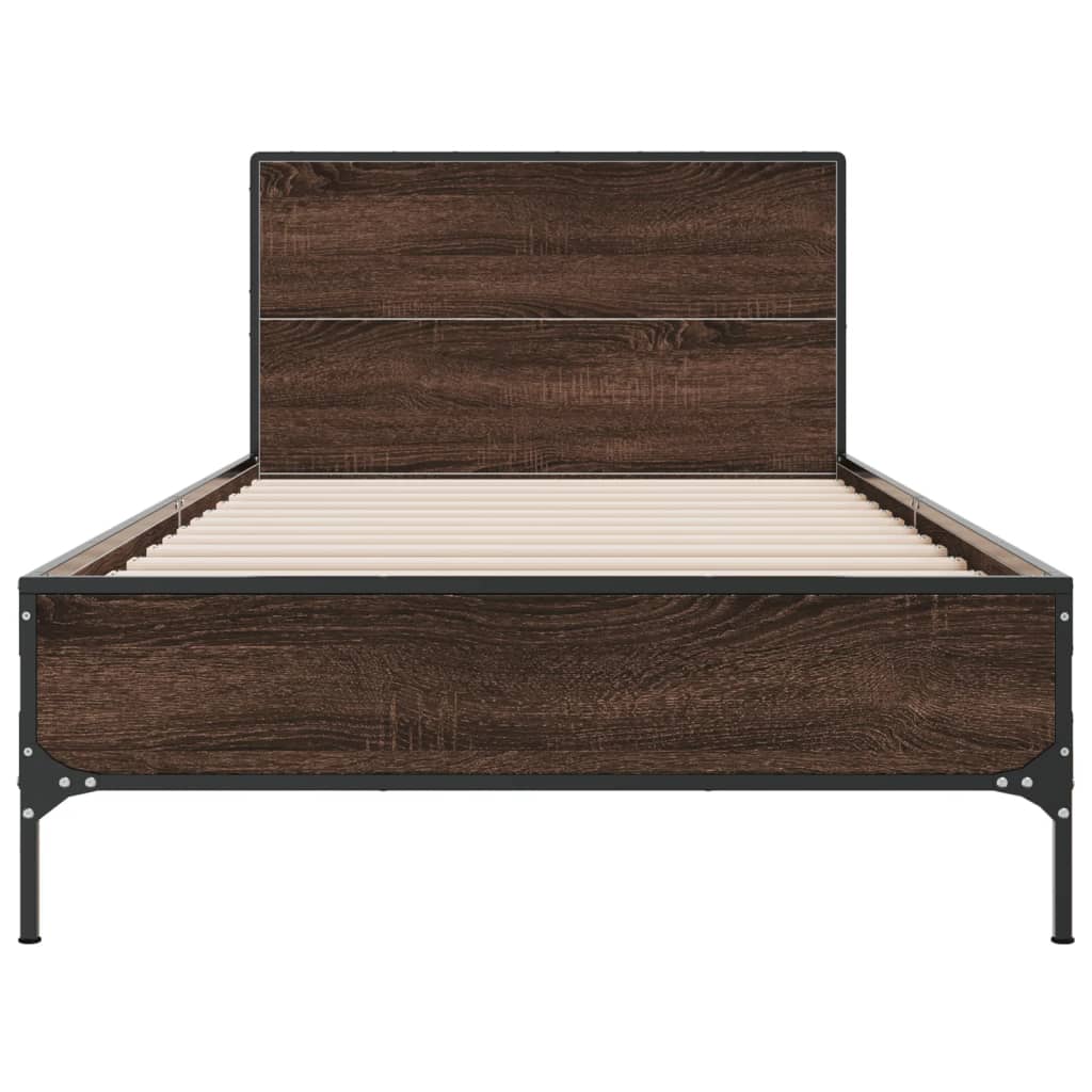 Cadre de lit sans matelas chêne marron 75x190 cm