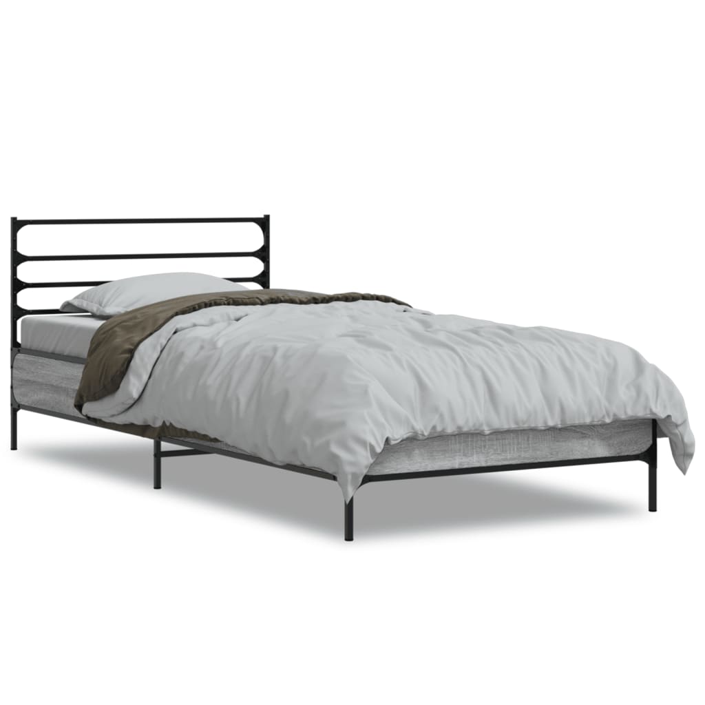 Bed frame without mattress sonoma gray 100x200 cm