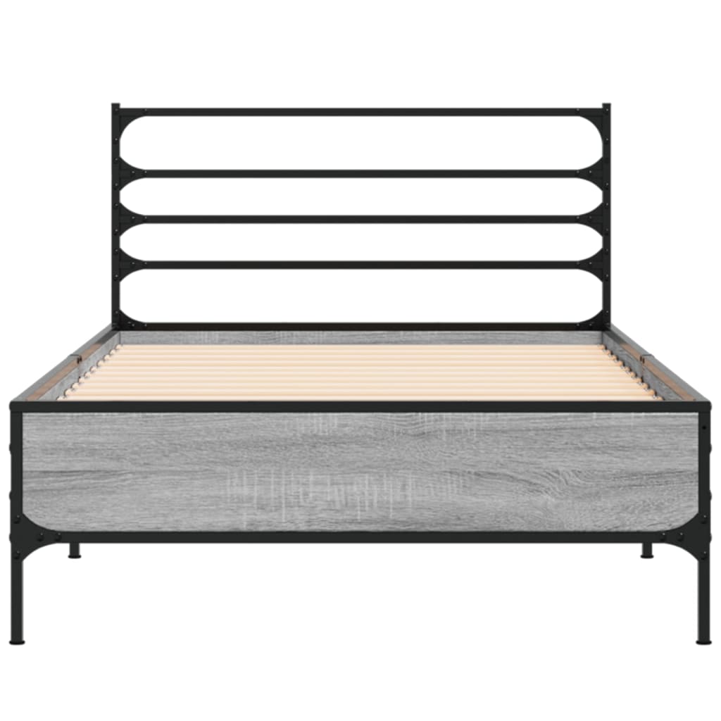 Bed frame without mattress sonoma gray 100x200 cm