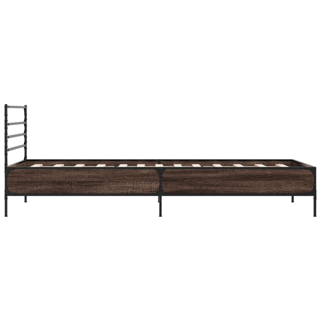 Bed frame without mattress brown oak 75x190 cm