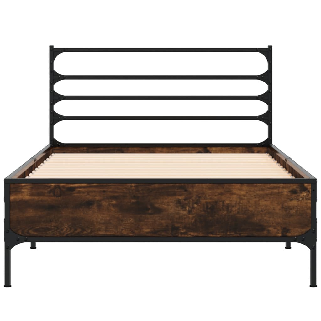 Cadre de lit sans matelas chêne fumé 90x190 cm