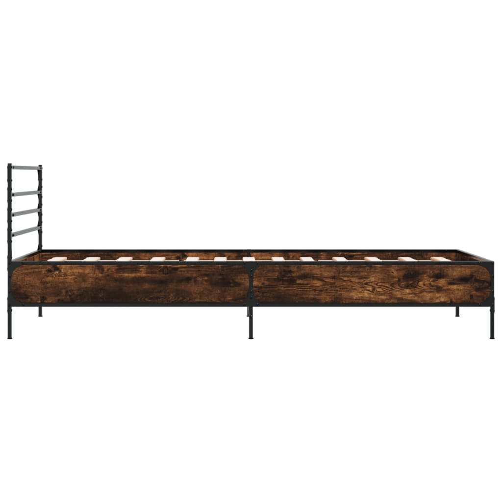 Cadre de lit sans matelas chêne fumé 90x190 cm