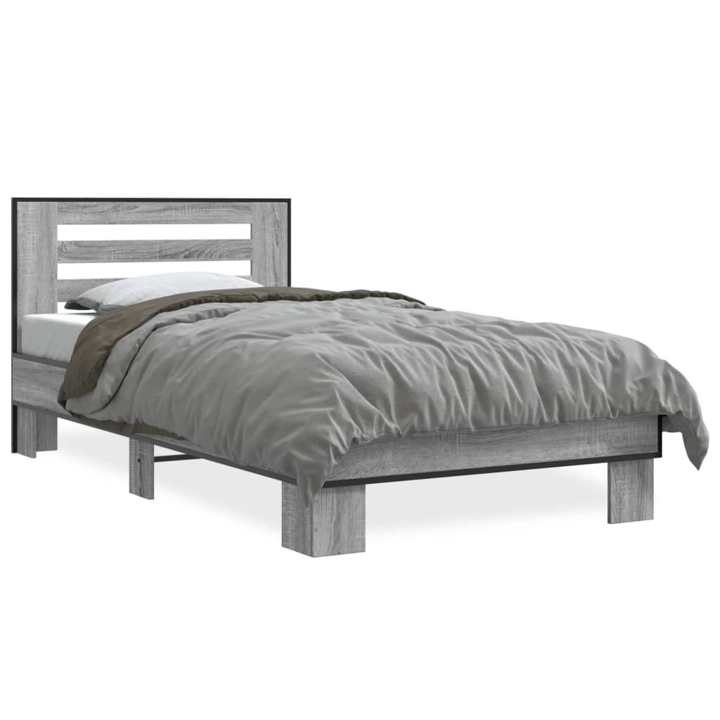 Bed frame without mattress sonoma gray 100x200 cm