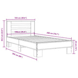 Bed frame without mattress sonoma gray 100x200 cm