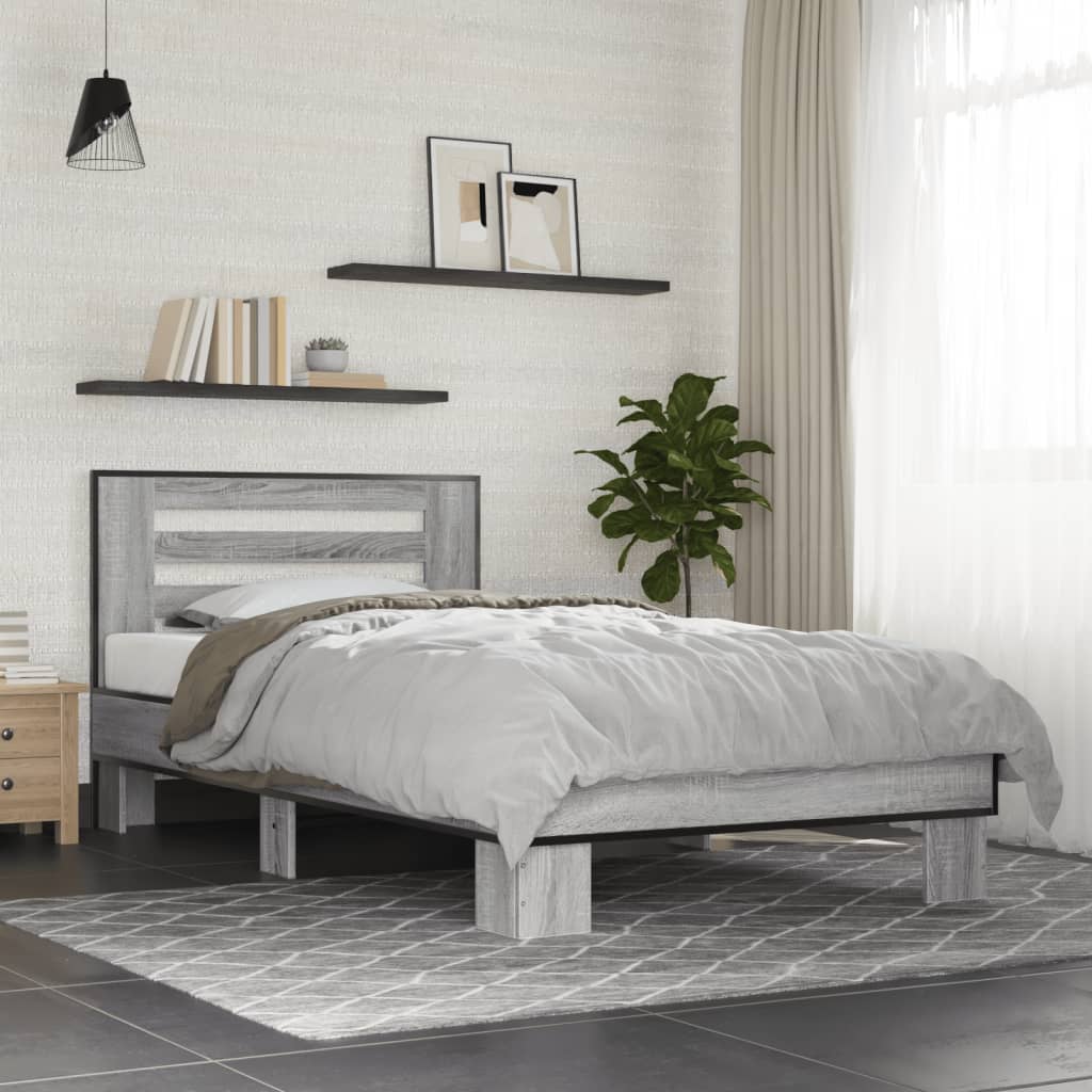 Bed frame without mattress sonoma gray 100x200 cm