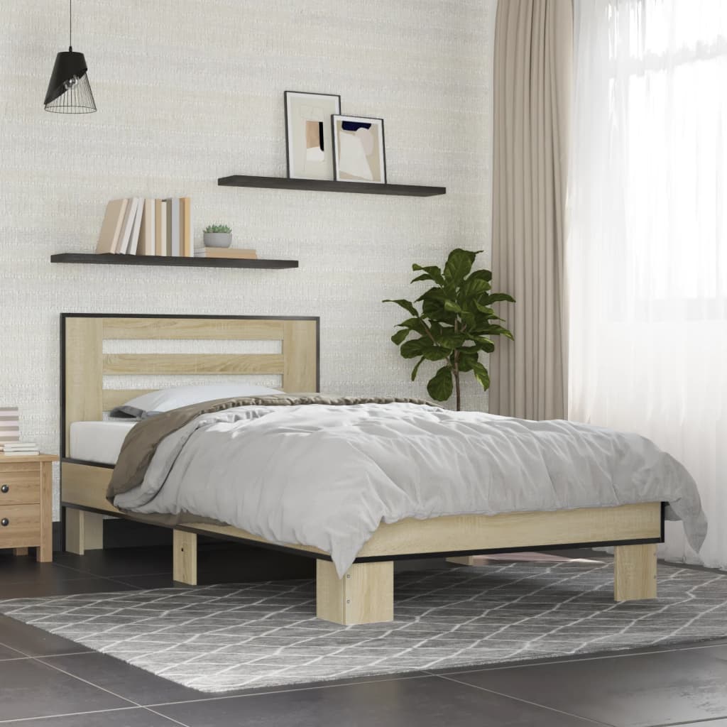 Bed frame without mattress sonoma oak 75x190 cm