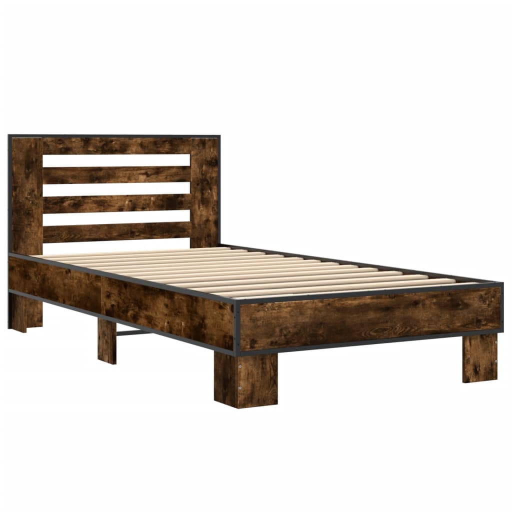 Cadre de lit sans matelas chêne fumé 75x190 cm