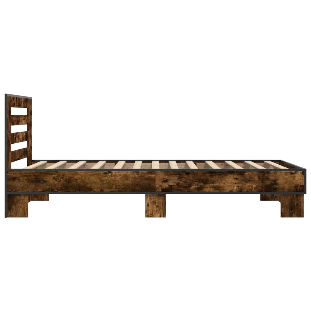 Cadre de lit sans matelas chêne fumé 75x190 cm