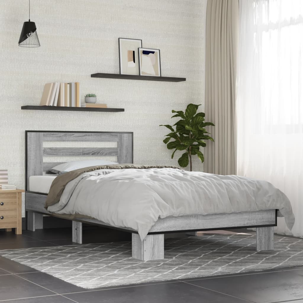 Bed frame without mattress sonoma gray 75x190 cm