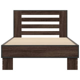 Bed frame without mattress brown oak 75x190 cm