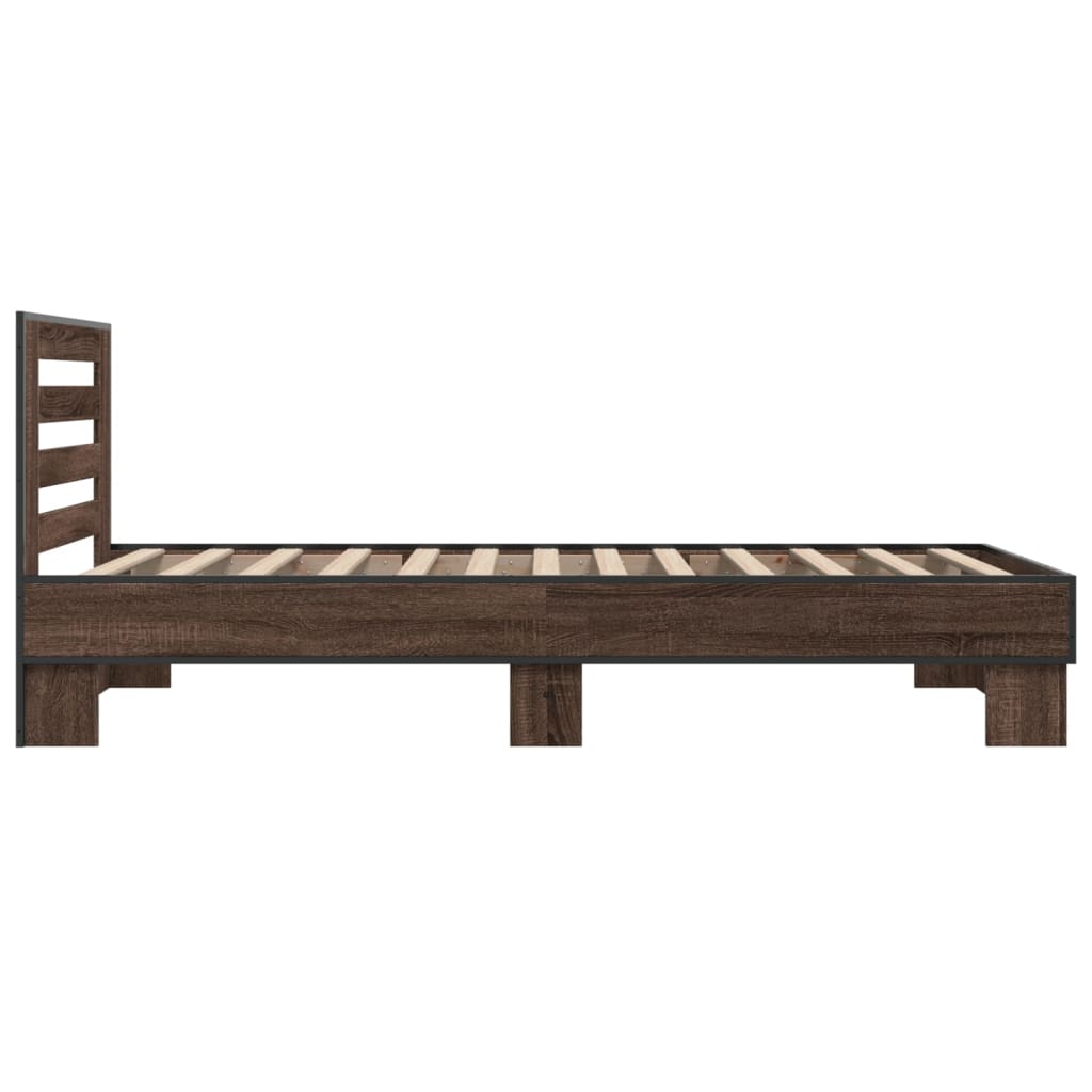 Bed frame without mattress brown oak 75x190 cm