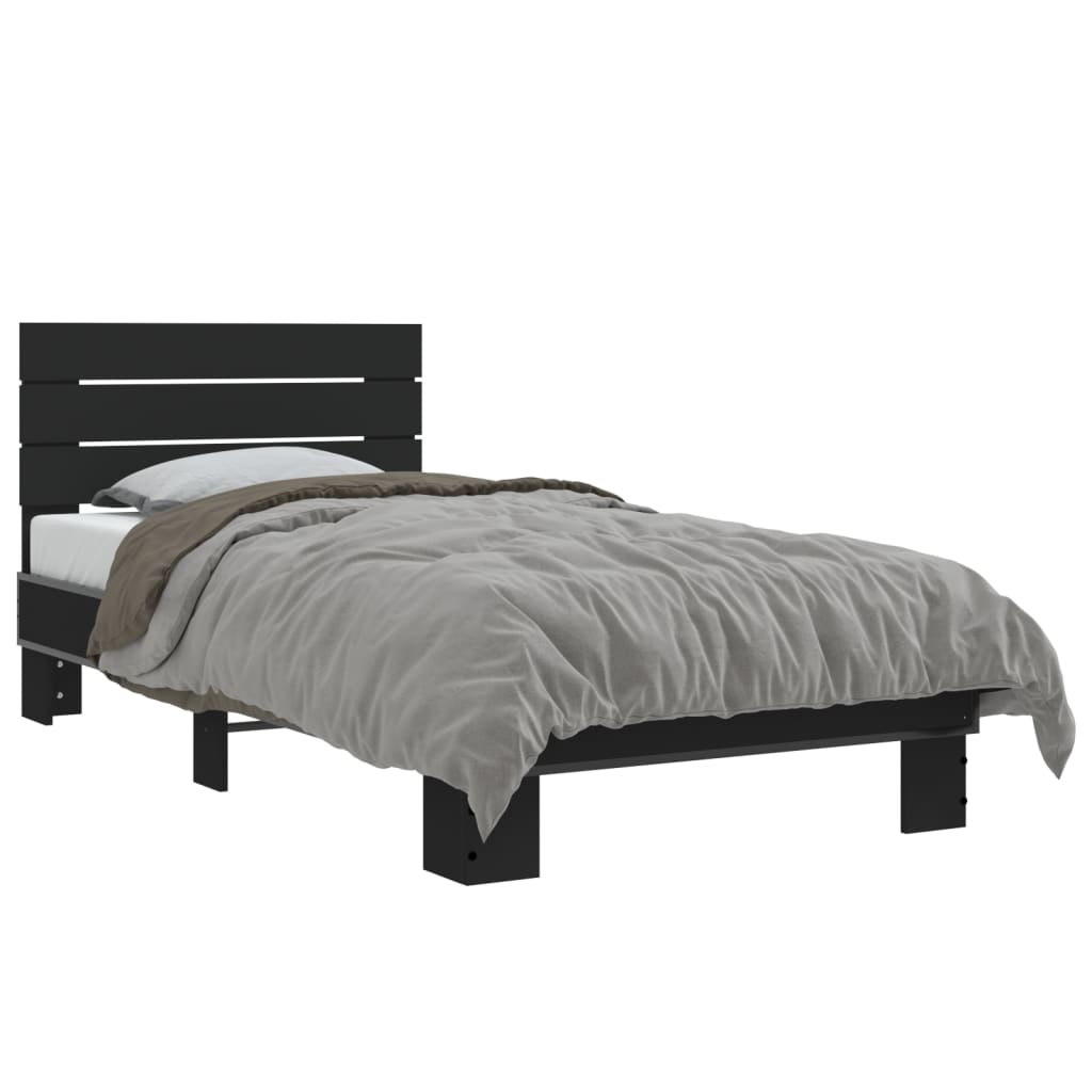 Cadre de lit sans matelas noir 75x190 cm