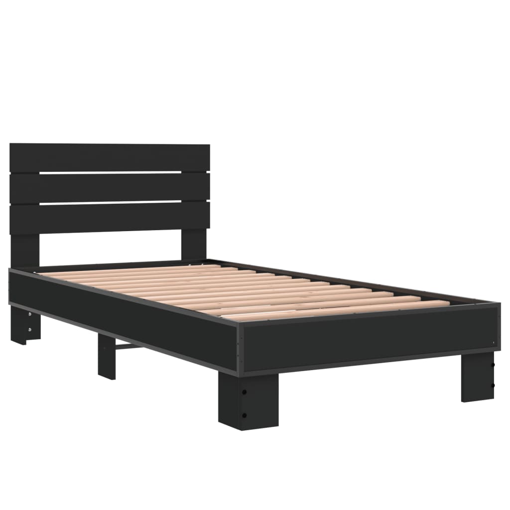 Bed frame without mattress black 75x190 cm