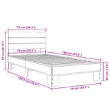 Bettgestell ohne Matratze Räuchereiche 75x190 cm