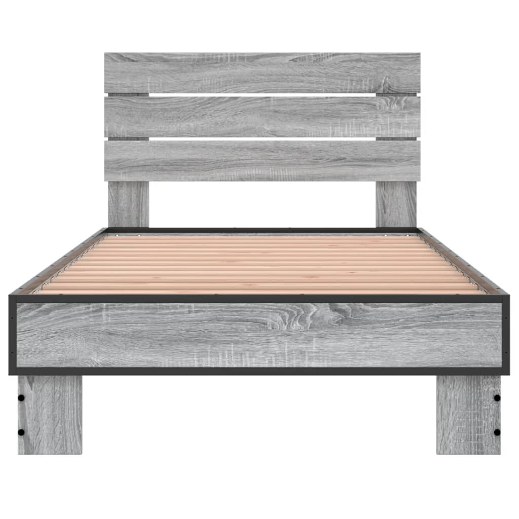 Bed frame without mattress sonoma gray 75x190 cm