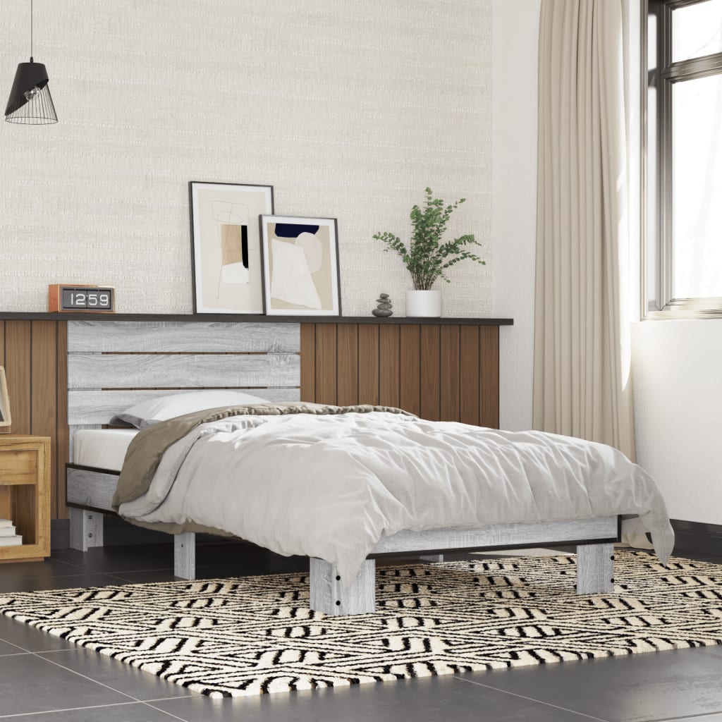 Bed frame without mattress sonoma gray 75x190 cm