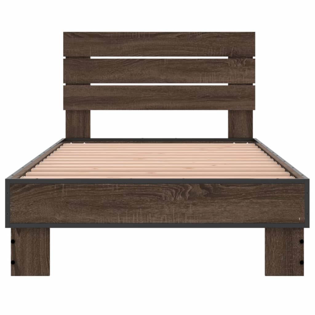 Bed frame without mattress brown oak 75x190 cm