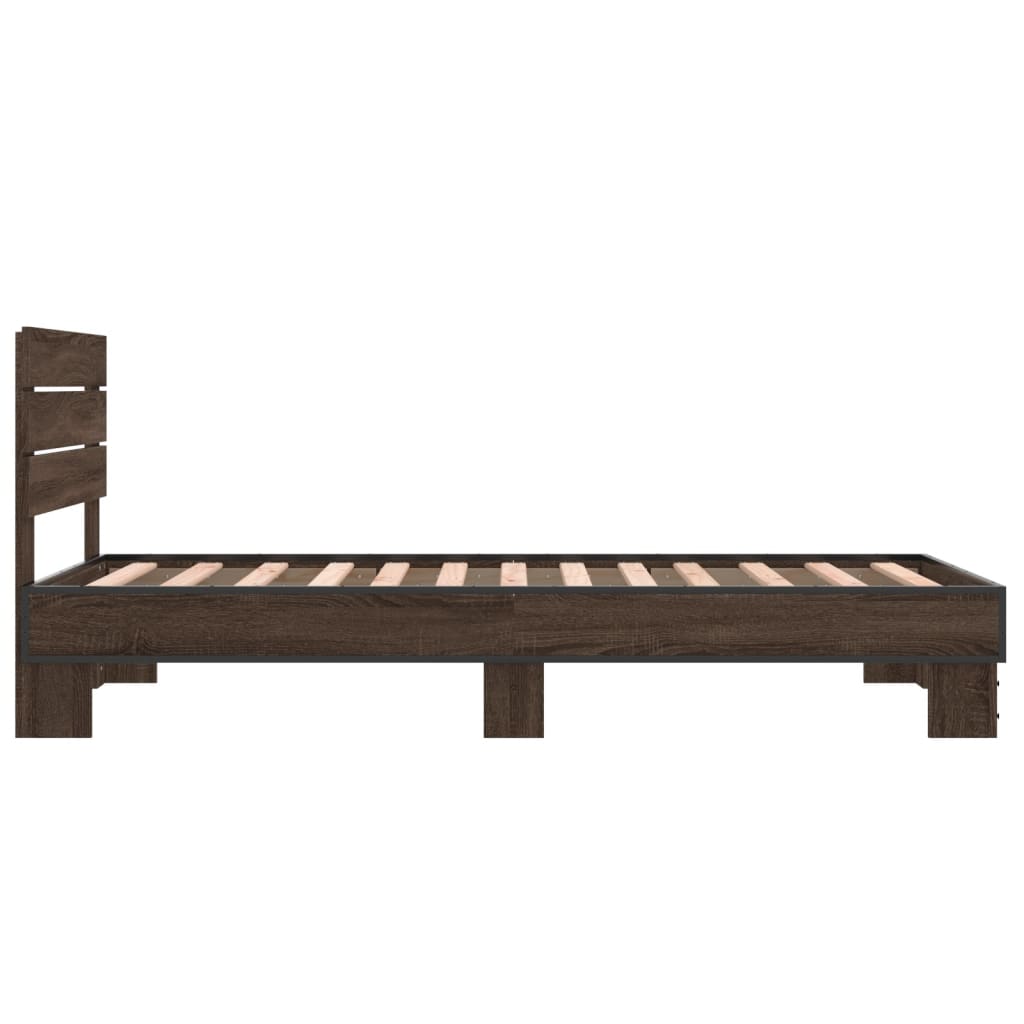 Bed frame without mattress brown oak 75x190 cm