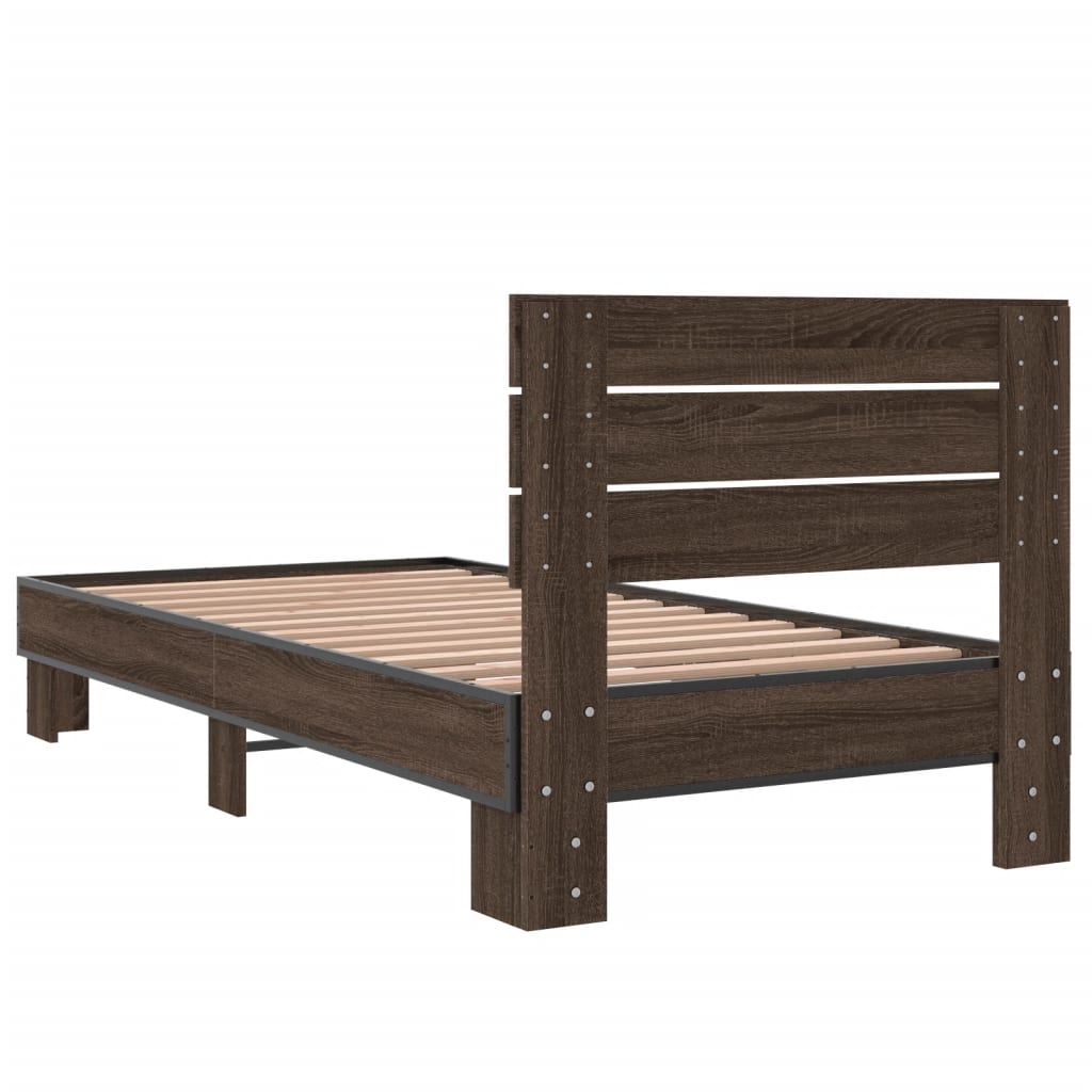 Bed frame without mattress brown oak 75x190 cm