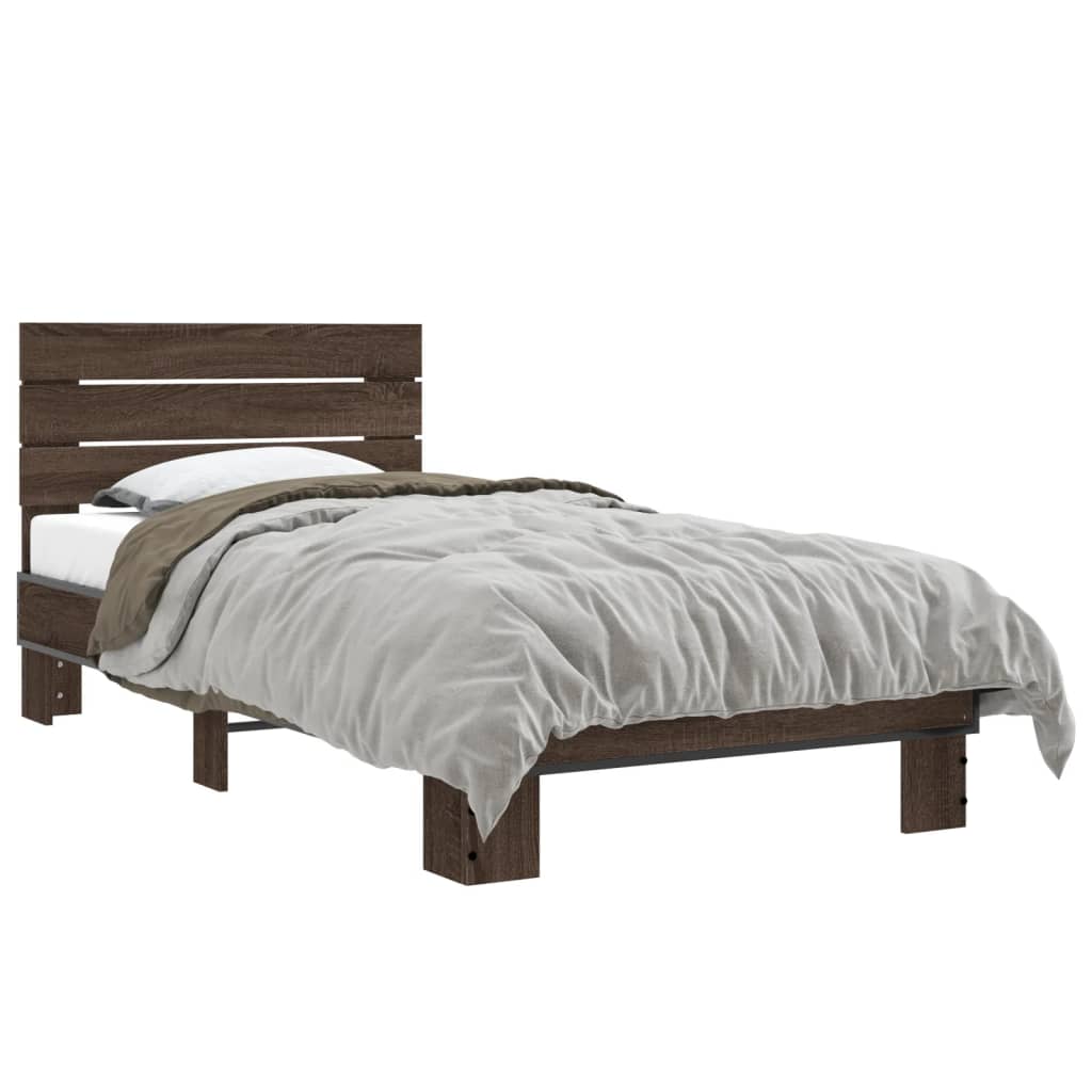 Bed frame without mattress brown oak 90x190 cm