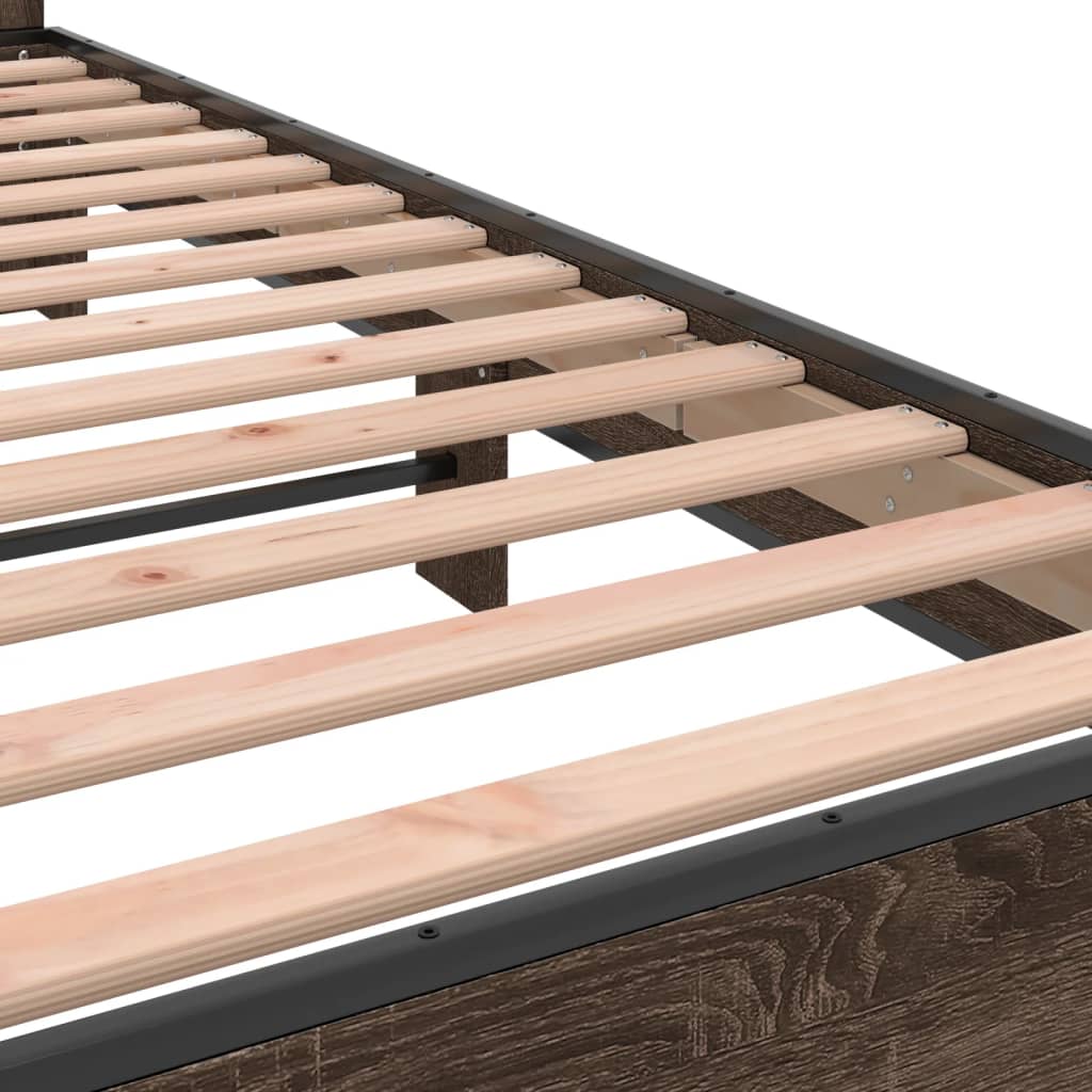 Bed frame without mattress brown oak 90x190 cm