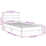 Bed frame without mattress brown oak 90x190 cm