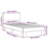 Bed frame without mattress sonoma oak 100x200 cm