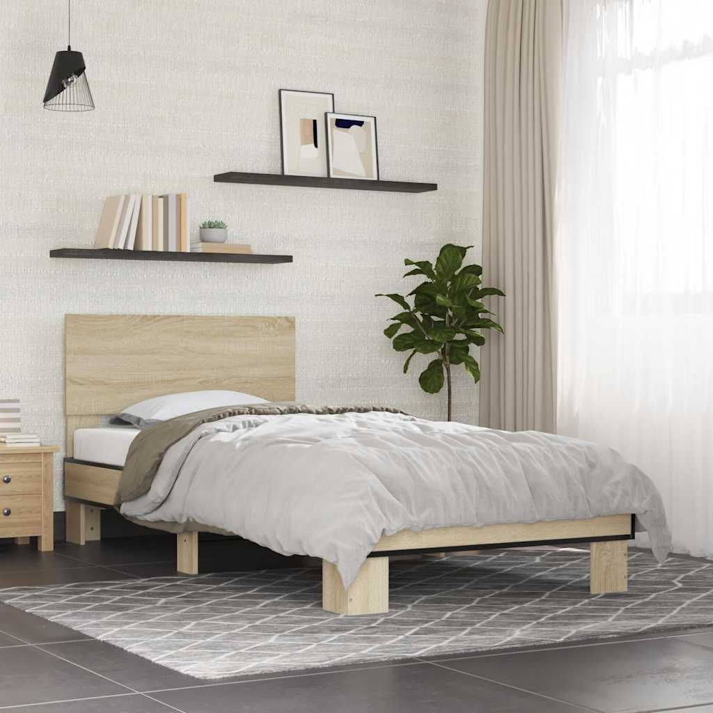 Bed frame without mattress sonoma oak 100x200 cm