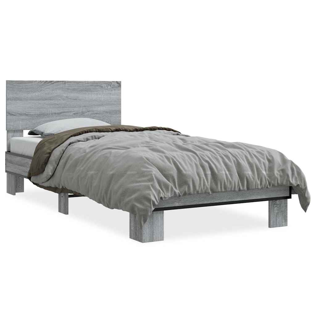 Bed frame without mattress sonoma gray 100x200 cm