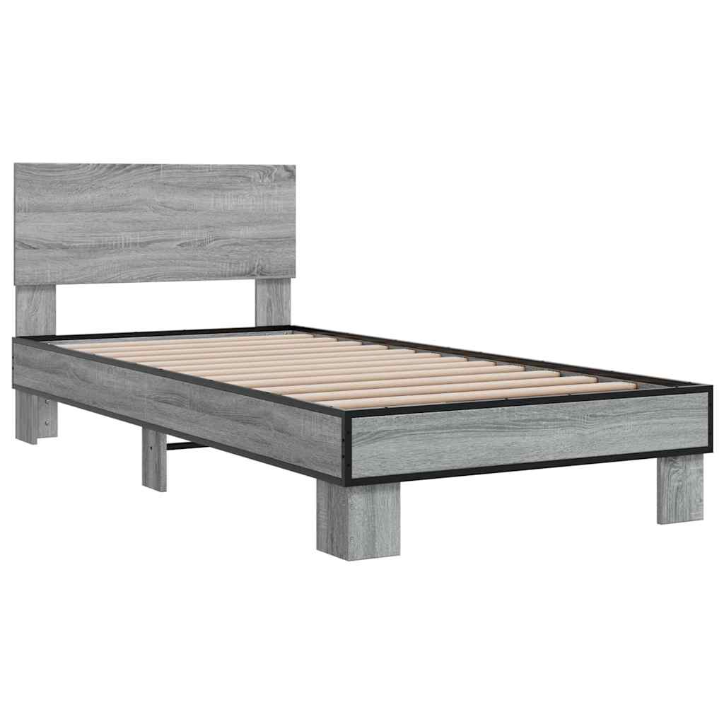 Bed frame without mattress sonoma gray 100x200 cm