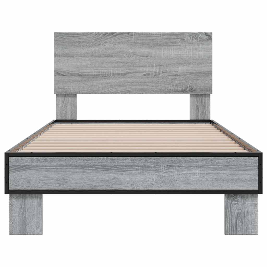 Bed frame without mattress sonoma gray 100x200 cm